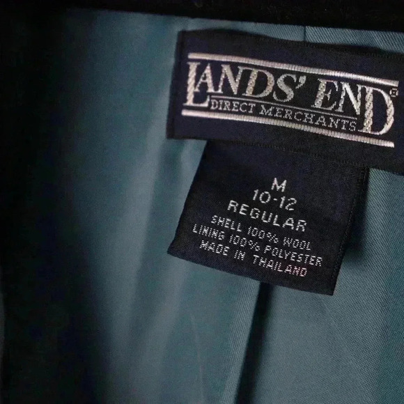 Lands' End 100% Wool Vintage dusty blue Jacket Coat women's 10-12 winter - Picture 9 of 12